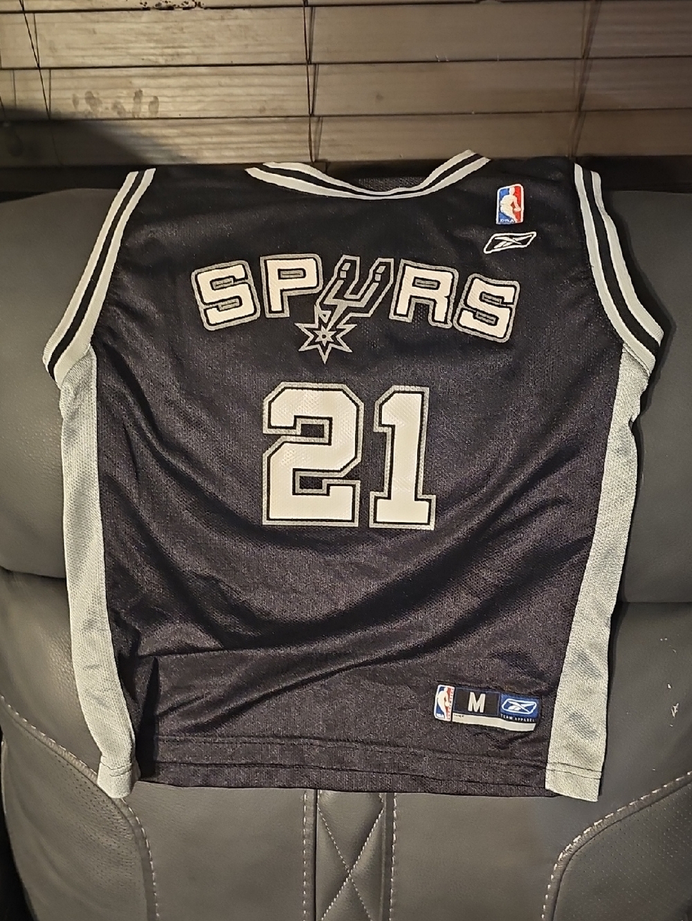Reebok San Antonio Spurs #21 Jersey - Black & Silver